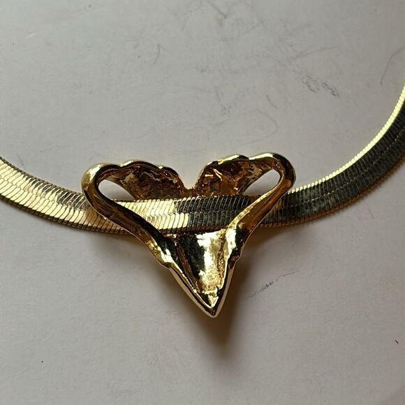 Vintage Art Deco Gold Tone Necklace with Shaped Slider Pendant 18” - Picture 5 of 6